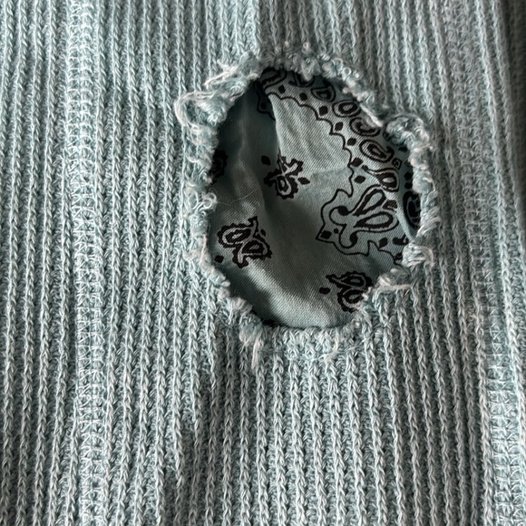 We The Free Teal Button-Up Distressed Henley - Picture 5 of 5